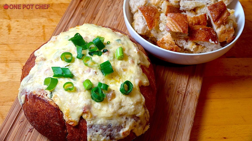 NEW RECIPE VIDEO: Creamy Cheese and Bacon Dip in a Cob Loaf Bread Bowl